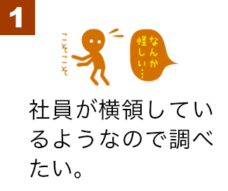 社員が横領しているようなので調べたい。