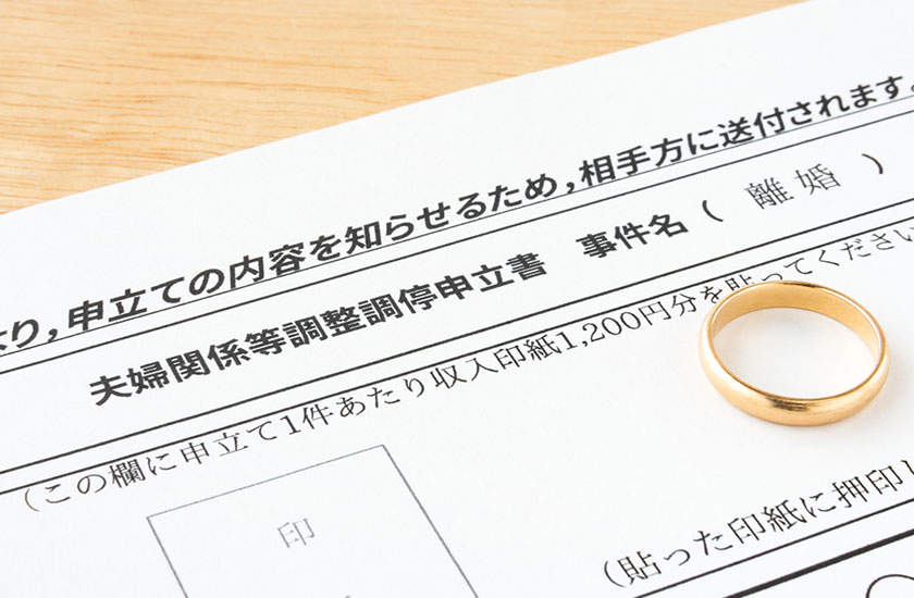 夫婦関係等調整調停申込書と結婚指輪